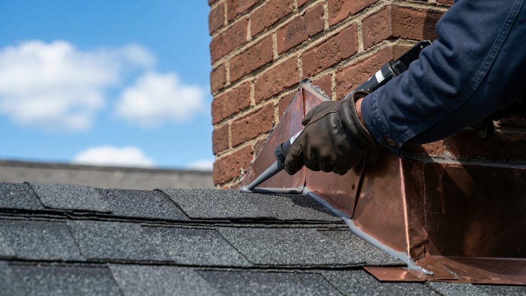 nanaimo roof repairs for chimneys, caulking for a weather tight and long lasting roof repair
